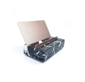 Portatarjetas de mármol para oficina, almacenamiento dorado, producto de venta de visita con portatarjetas, artesanía natural de color blanco - Product Image 4