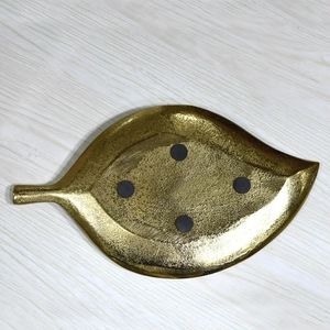 Plateau à feuilles en métal, grand plateau de service, plat décoratif, fruits, biscuits, collations, présentoir, plateaux à feuilles de luxe, décoration de fête de mariage - Product Image 2