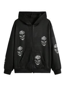 Sudaderas con capucha con diamantes de imitación para hombre con logotipo personalizado, ropa de calle de piedra del Rin de transferencia francesa gruesa para hombre con logotipo personalizado - Product Image 2