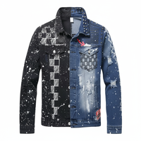 Veste en jean vintage pour homme Y2K, hiver, rayée, décontractée, formelle, imprimé léopard 3D, patchwork, brodée, boutonnée, imperméable, streetwear