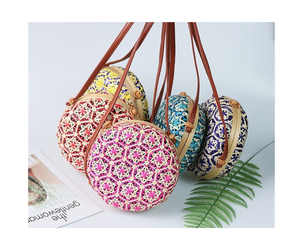 Sac rond en bambou-Tissé à la main de luxe naturel personnalisé - Product Image 1