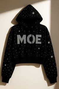 Ventes en gros de sweats à capuche avec fermeture éclair et strass, sweats à capuche surdimensionnés avec strass, sweats à capuche tendance, fournisseur OEM - Product Image 4
