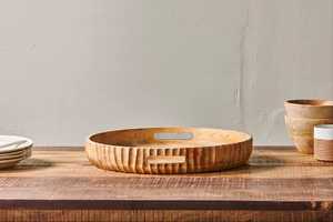 FAIZA CRAFT Modern <b>Square</b> Natural for Wood Serving Tray with Handle Decorative Platter for Ramadan Wedding - Product Image 2