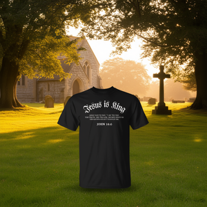 Maglietta promozionale con versetto biblico di Giovanni 14: Gesù è il Re - Product Image 3