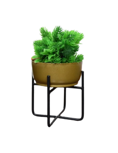 Macetas de Metal para interiores con acabado dorado Allura de alta calidad, soporte de diseño martillado para jardín doméstico, incluye paquete decorativo para suelo - Product Image 3