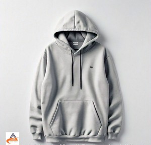 Sweat-shirt à capuche unisexe en polaire épaisse 350 GSM, motif uni, coupe ample, écologique, respirant, coupe-vent - Product Image 3