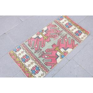 Turkish Small Rug 1.7x3.3 ft, Vintage <b>Red</b> Animal Print <b>Wool</b> Rug - Product Image 3