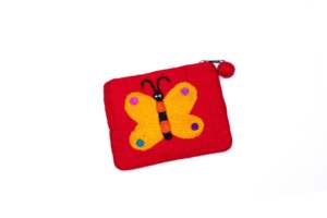 Bolso de hombro hecho a mano con cremallera para mujer, bolso de fieltro con diseño de mariposa colorida de Nepal - Product Image 4