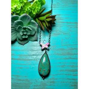 Tia <b>Long</b> Turquoise Star Pattern Multi-Stone & Sterling Silver <b>Necklace</b> for Gift - Product Image 1