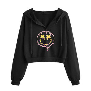 New Style Womens Cotton Pullover Crop Top Custom Embroidery <b>Hoodie</b> with Front Logo <b>Ladies</b> Short <b>Knitted</b> Clothing - Product Image 6