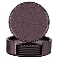Nouvel ensemble de sous-verres vintage en cuir PU écologique, lot de 6, prix de gros, élégant, antidérapant, imperméable et durable pour boissons et café
