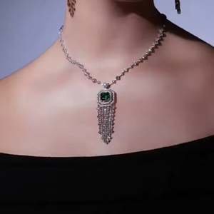 Glorioso collar de diamantes en cascada Estilo vintage con D VVS Mossanite Diamond y Diamond Tester Pass Link Chain - Product Image 4