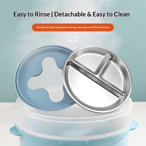 Nouvelle petite assiette de 20 cm avec base à ventouse, trois compartiments, style minimaliste, vaisselle compartimentée pour étudiants - Product Image 4