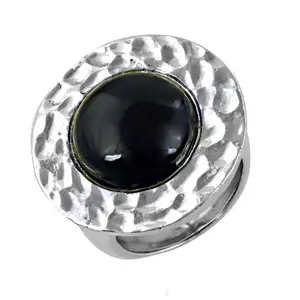 "<b>Gold</b>-Plated <b>Vintage</b> Christian <b>Ring</b> with Black Gemstone for Women-Trendy & Hiphop Style" - Product Image 3