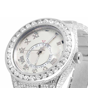 Montre de luxe sport business en acier inoxydable avec pavé de diamants Moissanite VVS noir et blanc, mouvement à quartz, résistante à l'eau, tendance - Product Image 3