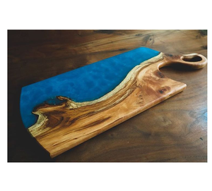 Tabla de cortar de madera y resina Fabricante al por mayor Tabla de cortar de resina epoxi Regalo Premium para cocina usada - Product Image 1