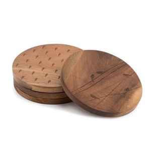 Sous-verres en bois de noyer classique gravés sur mesure, dessous de plat durables, décoration d'intérieur, sous-verres pour boissons avec taille personnalisée - Product Image 3