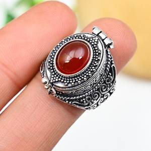 Anillo Ajustable con Caja de Gemas de Cornalina, Anillo con Caja de Mensajes de Piedras Preciosas, Anillo de Plata de Ley 925 con Caja Secreta, Regalo Único para las Fiestas - Product Image 5