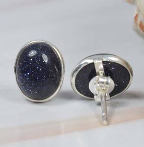 Pendientes de Plata de Ley 925 con Piedra Solar Azul Natural Ovalada Grande, Elegantes, para Regalo de Cumpleaños de Junio, para Bodas y Fiestas - Product Image 3