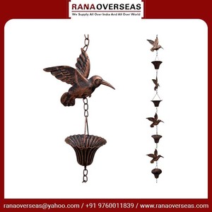 Cadenas de Lluvia Decorativas de Cobre Antiguo de Lujo con Diseño de Colibrí, Recolector de Agua de Lluvia de Metal de 8.5 pies de Largo, Adornos con Logotipo Personalizado para Jardín - Product Image 6