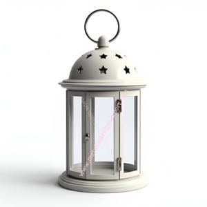 Lanterne en métal blanc faite à la main avec des panneaux de verre de découpes d'étoiles pour la maison mariage extérieur décor de noël caractéristiques bougeoir - Product Image 3