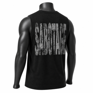 Camiseta sin mangas negra personalizada al por mayor para hombre, con estampado gráfico, de algodón, estilo urbano, para gimnasio, tipo chaleco muscular - Product Image 5