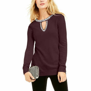 Maglione da donna con decorazioni a foro geometrico INC International Concepts, taglia media, per l'autunno - Product Image 1