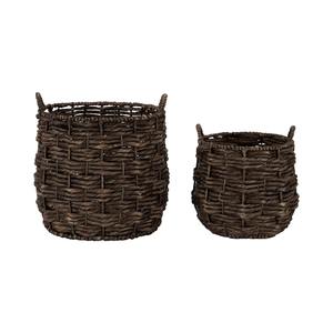 Ensemble de 2 paniers ronds durables en jacinthe d'eau tressés à la main, panier de rangement en gros, écologique, fabriqué au Vietnam - Product Image 3