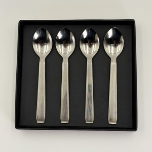 Stainless Steel Spoon Set of 4 with <b>Box</b> with Square Conventional Handle Thickened Material Atmosphere Hotel Spoon Set - Product Image 6