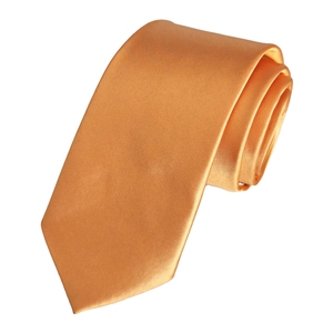 Cravate élégante en satin tissé uni orange Exve Exclusive, fabriquée en Turquie - Product Image 2