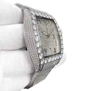 Antiguo cuadrado analógico diamante reloj lujoso Edición Limitada Big Hip Hop Baguette Iced Flooded reloj resistente al agua Dial - Product Image 4