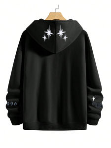 Pull à capuche imprimé personnalisé pour hommes Hiver Tendance Polaire/Polyester Fermeture éclair Respirant Confortable Sweat brodé - Product Image 3