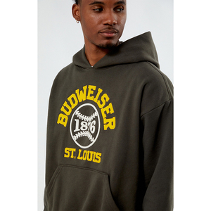 Vente directe d'usine OEM, sweats à capuche avec impression en relief, nouvelle arrivée, vêtements d'extérieur, sweats à capuche de couleur unie avec impression en relief, sweats à capuche surdimensionnés - Product Image 2