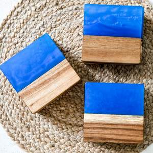 New Arrival Unique Design Square Acacia Wood and Epoxy Resin <b>Coasters</b> Best selling Coffee <b>Drink</b> <b>coaster</b> For Wedding And Party - Product Image 4