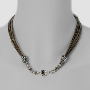 Collar de cuentas de algodón y resina de moda femenina Bohemia hecho a mano en India COLLAR COLGANTE - Product Image 5