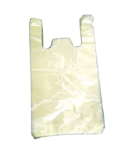 Milieuvriendelijk Hoge Kwaliteit Transparant Geel Plastic Bag Shopping T-shirt Tas Hergebruik Vest Carrier Bag