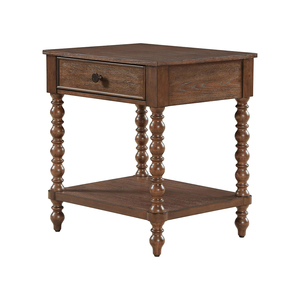 Classic Solid Mahogany Wood Nightstand <b>Storage</b> Contemporary Design Brown Finish Bedroom Apartment Living Room Use 1 Drawer - Product Image 3