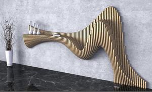 Arte de Pared de Madera Ondulado Estilo Art Deco con Estante de Entrada, Diseño Moderno Hecho a Mano para Cumpleaños, 38 Opciones CNC Listas para Usar a Precio de Fábrica - Product Image 3