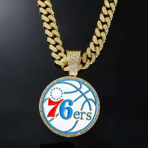 Collar de Baloncesto de los 76ers de Lujo, Superventas, Unisex, Moderno, de Plata de Ley con Moissanita y Baño de Rodio para Fanáticos - Product Image 3