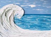 Ensemble de 2 tableaux muraux 3D texturés Vague Océanique, Peinture sur toile faite à la main, Relief en plâtre, Paysage marin Wabi Sabi, Décoration côtière pour maison et hôtel