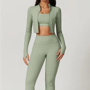 Conjunto de Leggings y Sujetador Deportivo de Yoga de 2 Piezas sin Costuras para Mujer, Spandex/Nailon, Transpirable, Elástico en 4 Direcciones, Ropa Deportiva - Product Image 5