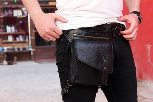 Bolsa de viaje de cuero Cinturón Hip Festival Biker Arnés Pierna Correa Biker Motocicleta Bum Vintage Steampunk 2017 - Product Image 4