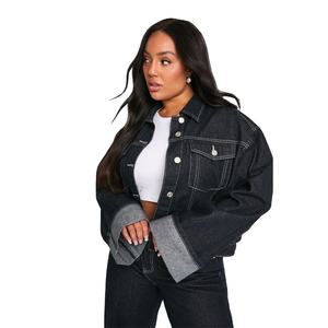 Veste en jean courte pour femme, prix de gros, tricotée, respirante, dernier style, couleurs et tailles personnalisables, haute qualité - Product Image 1