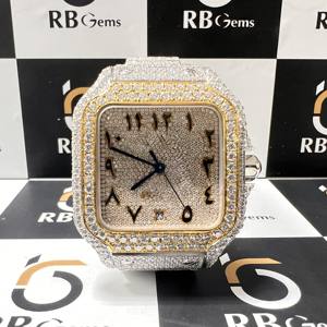 Montre automatique à quartz de luxe Hip Hop entièrement personnalisée en acier inoxydable avec diamant Moissanite certifié IGI VVS pour hommes - Product Image 4