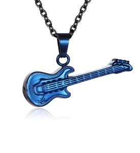Blue <b>Guitar</b> Cremation Urn Pendant Necklace Rocker Musican Keepsake Jewelry <b>Guitar</b> Shape Cremation Urn for Unisex Custom Size - Product Image 1