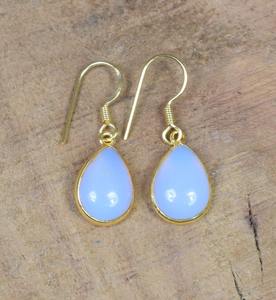 Classic 925 Sterling Silver Fine Jewelry Handmade Drop <b>Earrings</b> with Natural Chalcedony Gemstone for Parties - Product Image 3
