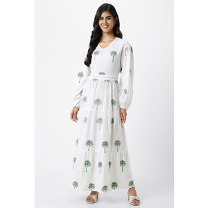 เดรสแม็กซี่แขนยาวชิคของผู้หญิงพร้อมงานปักดีไซน์ใหม่สไตล์ลำลองและปาร์ตี้ - Product Image 4