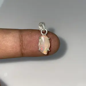 Colgante de Piedra Preciosa Natural de Circonio Etíope, Acero Inoxidable, Pulido Suave, Multifuego, Hecho a Mano, Vintage, Único, Regalo para Niños - Product Image 1