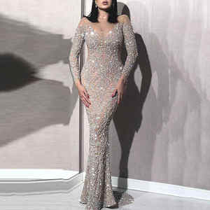 Robe de soirée sirène élégante pour femme, taille empire, longue, disponible en tailles XS et XL - Product Image 1