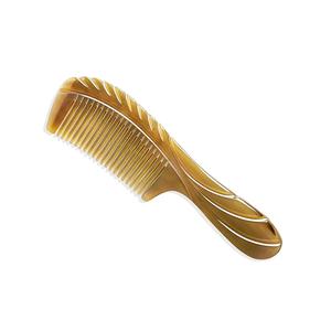 Peigne en corne véritable de marque privée, vintage, manche long naturel, peigne en corne de haute qualité, dents en corne de bœuf, peigne en bois de santal d'Inde - Product Image 3